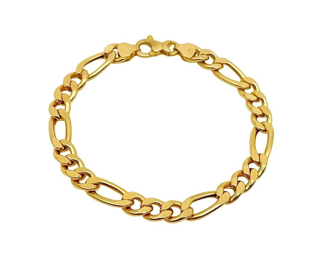 18K Gold Figaro Link Chain Bracelet - 7 Mm Width - Figaro 18K Gold Figaro Link Chain Bracelet - 7 Mm Width - Figaro