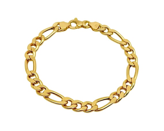 18KT Old Figaro Chain Bracelet イタリア製 18K Gold Figaro Link Chain Bracelet - 7 Mm Width - Figaro Link