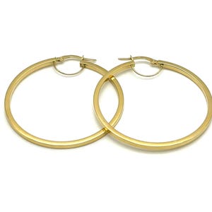 18K Yellow Gold Hoop Earrings • Real Gold Hoops • Polished Gold Earrings • Italian Hoop Earrings • Gold Hoops • Gift for Her • Made in Italy