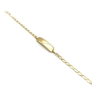 18K Gold Child&#39;s Bracelet with Bar • Customizable Bracelet for Child • Bracelet with Engraved Name • Personalized Gifts • Made in Italy