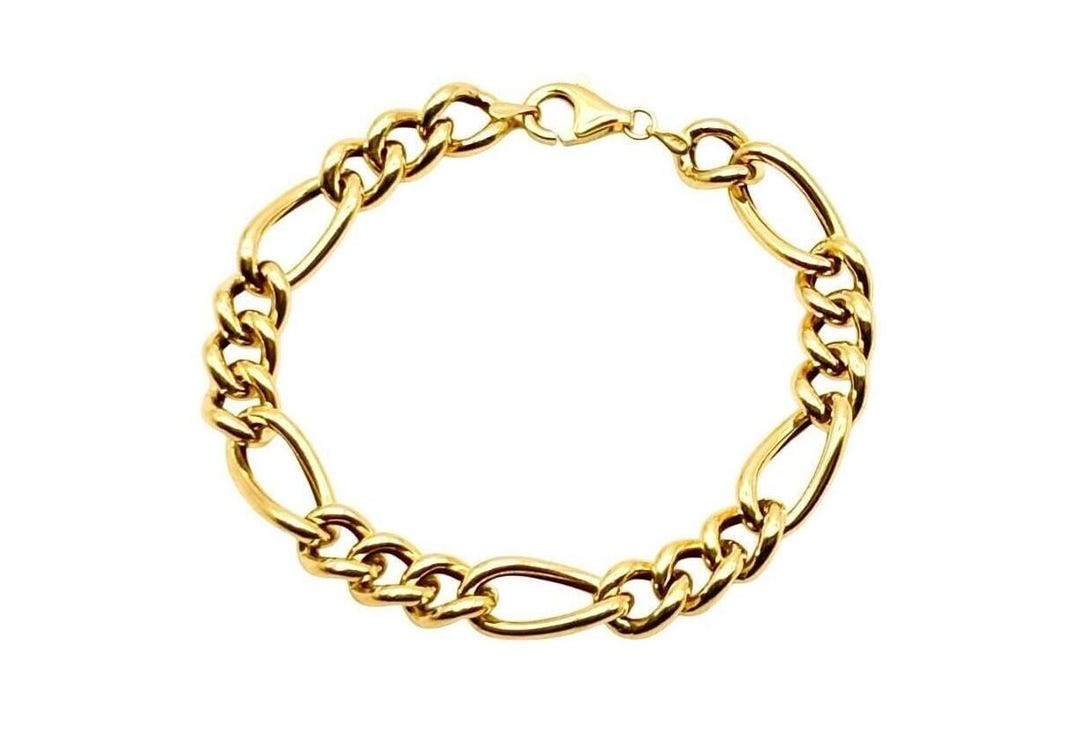 18KT Old Figaro Chain Bracelet イタリア製 18K Gold Figaro Link Chain Bracelet - 8.5 Mm Width - Figaro Link