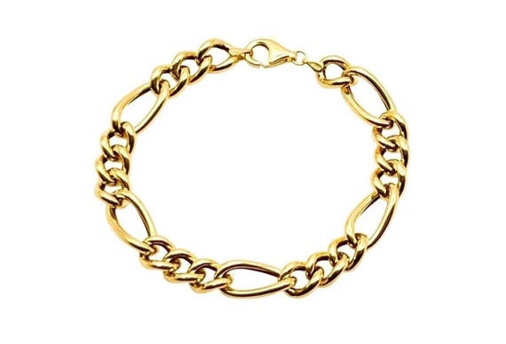 18KT Old Figaro Chain Bracelet イタリア製 18K Gold Figaro Link Chain Bracelet - 8.5 Mm Width - Figaro Link
