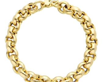 18K Yellow Gold Rolo Link Bracelet - Round Link Bracelet - Real Gold Bracelet - Gold Link Chain Bracelet - Rolo Bracelet - Women’s Bracelet