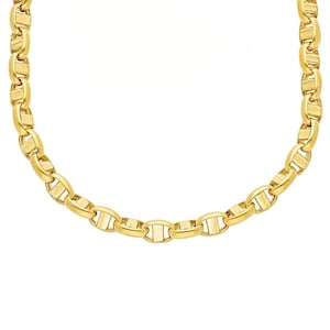 18K Yellow Gold Mariner Link Chain - 5 MM Gold Mariner Link Chain - Gold Mariner Link Anchor Chain 19.7”Length - Italian Gold Chain