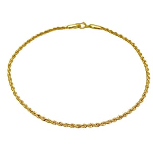 18K Yellow Gold Rope Link Chain Bracelet • 1.5 mm Width Braided Bracelet  • Italian Twisted Bracelet • Classic Gold Rope Bracelet