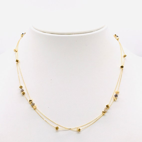 18K Gold Long Necklace for Women Two tone Gold Necklace Women s