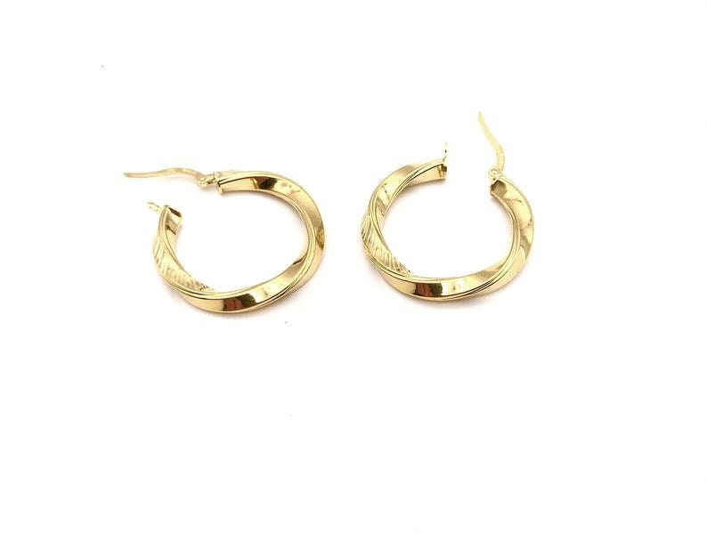 18K Gold Twisted Hoop Earrings Rope Earrings Gold Hoops | Etsy
