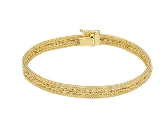 18K Gold Women’s Bracelet - 6MM Gold Link Chain Bracelet - Dainty Gold Bracelet - 7.5 Inches Bracelet - Real Gold Bracelet - Handmade