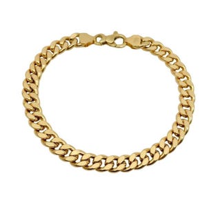 18K Yellow Gold Curb Bracelet - 8.3 Inches Length - 6 mm Width - Curb Bracelet - Real Gold Bracelet - Italian Gold Bracelet - Handmade