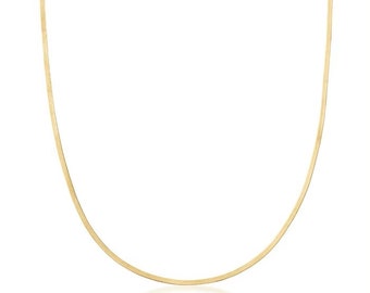 18K Solid Gold Herringbone Necklace - Shiny Necklace - Sparkling Necklace - Herringbone Chain Necklace - Italian Design - Handmade Necklace