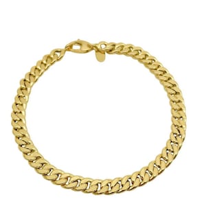 18K Yellow Gold Curb Bracelet - 8.3 Inches Length - 6 mm Width - Curb Bracelet - Real Gold Bracelet - Cuban Link Chain Bracelet - Handmade