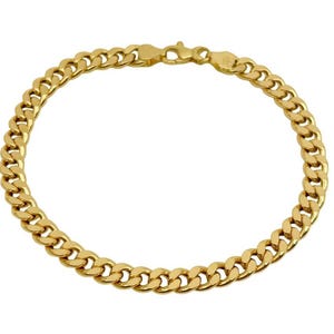 18K Yellow Gold Curb Bracelet - 8.3 Inches Length - 5 mm Width - Curb Bracelet - Real Gold Bracelet - Cuban Link Chain Bracelet - Handmade