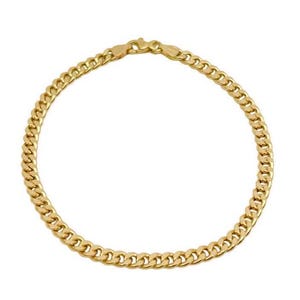 18K Yellow Gold Curb Bracelet - 8.3 Inches Length - 4 mm Width - Curb Bracelet - Real Gold Bracelet - Cuban Link Chain Bracelet - Handmade