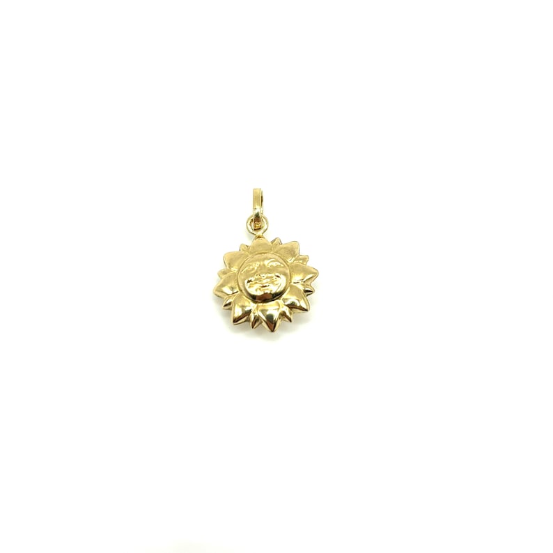 18K Gold Sun Charm Pendant Gold Sun Necklace Pendant Gold Sun Charm Polished Gold Sun Charm Pendant Italian Gold Sun Pendant image 2