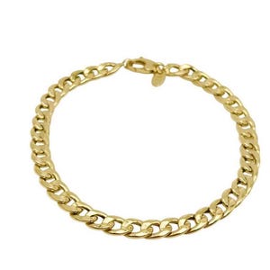 18K Yellow Gold Curb Bracelet - 8.3 Inches Length - 5.5 mm Width - Curb Bracelet - Real Gold Bracelet - Cuban Link Chain Bracelet - Handmade