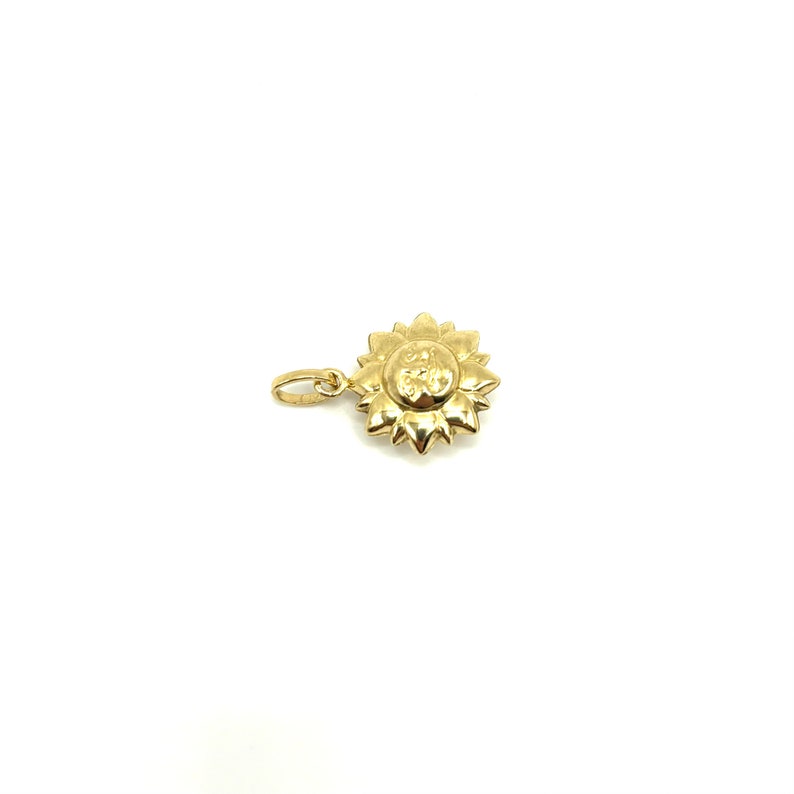 18K Gold Sun Charm Pendant Gold Sun Necklace Pendant Gold Sun Charm Polished Gold Sun Charm Pendant Italian Gold Sun Pendant image 3