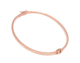 18K Rose Gold Bangle Bracelet - 2 mm Thick - Real 18K Rose Gold Bracelet - Italian Gold Bangle - Polished Gold Bangle - Women