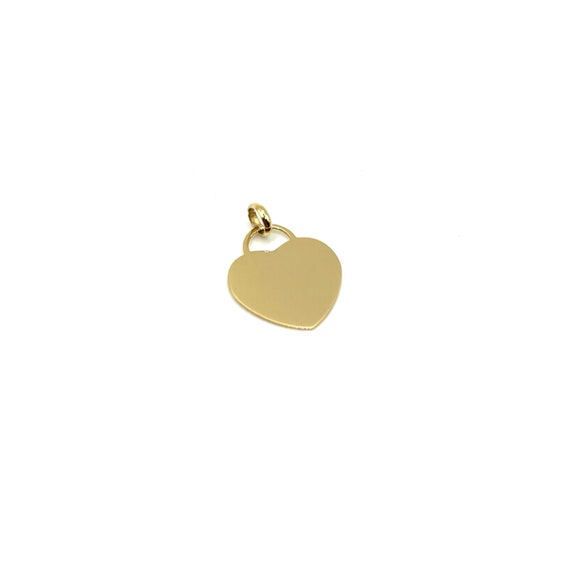 Ciondolo a Cuore in Oro Giallo 18KT - Ciondolo a Cuore Lucido  - Ciondolo Fatto a Mano - Incisione Gratuita - Made in Italy