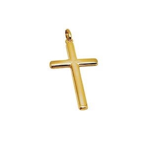 18K Gold Cross Pendant Necklace - Italian Gold Cross - Real 18K Gold Cross - Yellow Gold Cross - Handmade Cross - Religious Pendant