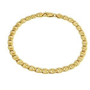 18K Gold Mariner Link Bracelet - 8.3” Length - 5 mm Width - Polished Gold Bracelet - Anchor Link - Italian Jewelry - Real Gold Bracelet