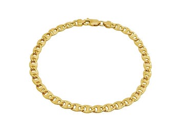 18K Gold Mariner Link Bracelet - 8.3” Length - 5 mm Width - Polished Gold Bracelet - Anchor Link - Italian Jewelry - Real Gold Bracelet