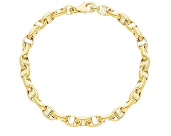 18K Gold Mariner Link Bracelet - 8.3” Length - 5 mm Width - Polished Gold Bracelet - Anchor Link - Italian Jewelry - Real Gold Bracelet