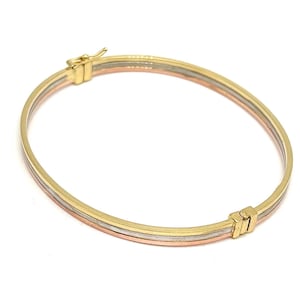 18K Tri-Color Gold Bangle • Yellow White and Rose Gold Bracelet • 18K Gold Bangle • Italian Design • Handmade Bangle • Italian Bangle