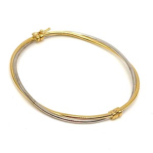 Pure 18K Gold Bangle Bracelet - 18K Two-Tone Gold Bangle - Handmade Italian Gold Bracelet - Gold Bangle for Woman - Italian Made