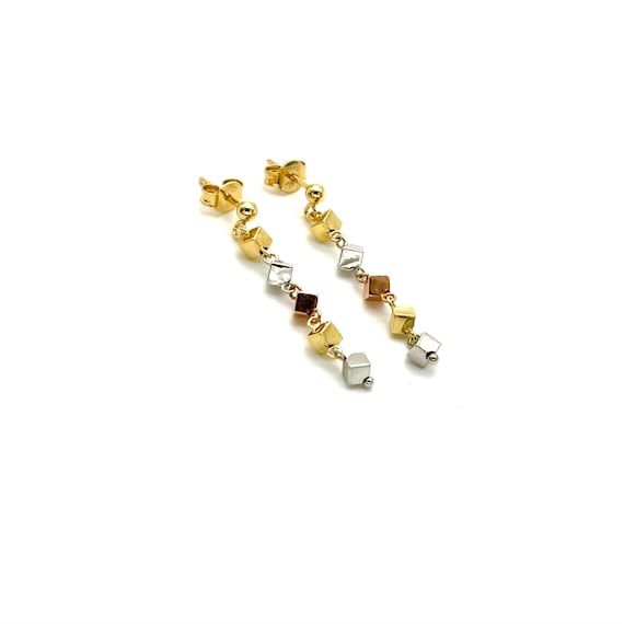 Orecchini Donna 18KT in Oro Tre Colori - Women's Gold Earrings - Solid Gold -18K Yellow White and Pink Gold - Made in Italy