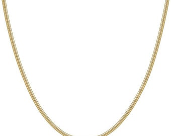 18K Solid Gold Herringbone Necklace - Shiny Necklace - Sparkling Necklace - Herringbone Chain Necklace - Italian Design - Handmade Necklace