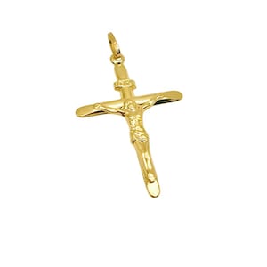 18K Yellow Gold Cross • Italian Cross Charm for Necklace and for Chain • Yellow Gold Crucifix • For Men and for Women • Italian Gold Cross