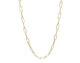 18K Yellow Gold Paperclip Link Necklace • Paperclip Mesh Chain • Paperclip Link Chain Necklace • Italian Design • Handmade Chain Necklace