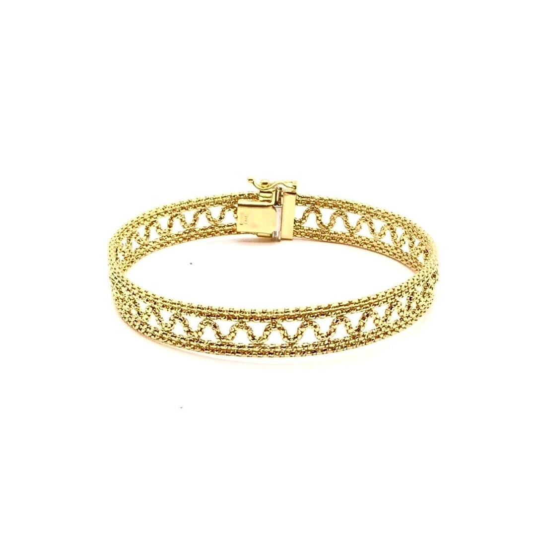 18KT ゴールドの編み込みブレスレット - 幅 10 mm - 女性用