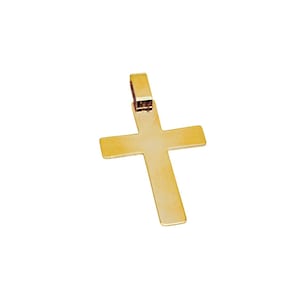 18K Solid Gold Cross Pendant Necklace - Italian Gold Cross - Real 18K Gold Cross - Yellow Gold Cross - Handmade Cross - Religious Pendant