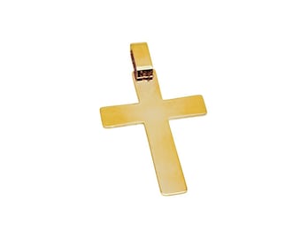 18K Solid Gold Cross Pendant Necklace - Italian Gold Cross - Real 18K Gold Cross - Yellow Gold Cross - Handmade Cross - Religious Pendant