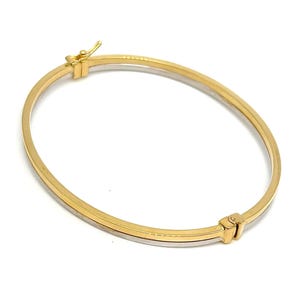 Pure 18K Gold Bangle Bracelet - 18K Two-Tone Gold Bangle - Handmade Italian Gold Bracelet - Gold Bangle for Woman - Italian Made