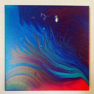 Waves of Pride/Acrylic Pour su Canvas/ 12"x12"/Fine vernice