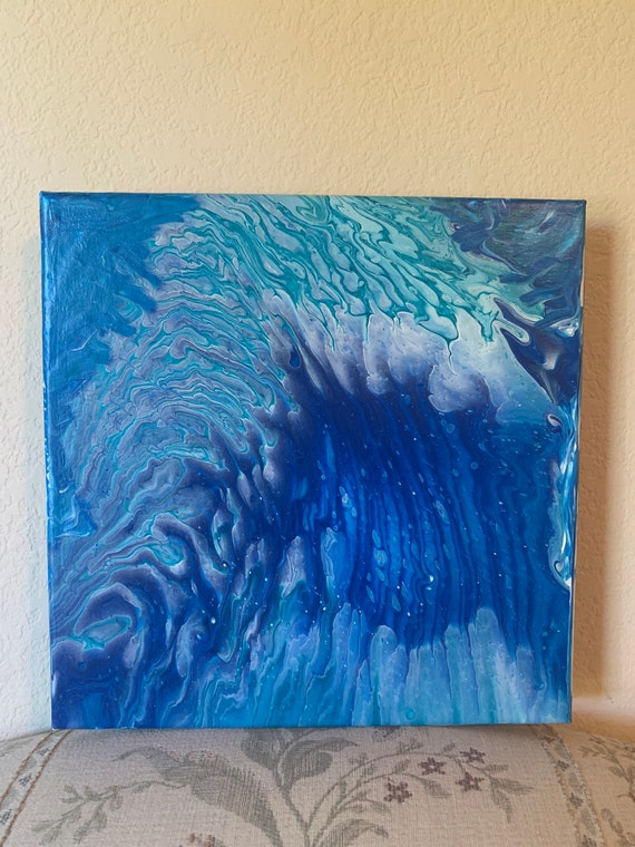 Ocean Dreams 2/acrylic Pour on Canvas/ 12”x12”/varnish Finish