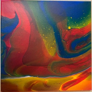Proud/Acrylic Pour su Canvas/ 12"x12"/Fine vernice