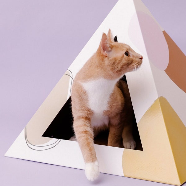 Kitty Kardboard | Modern Pet House | Stylish Cat Bed | Eco-Friendly Cat Teepee | Purrfect Gift for Cats and Cat Lovers | Abstract Shapes