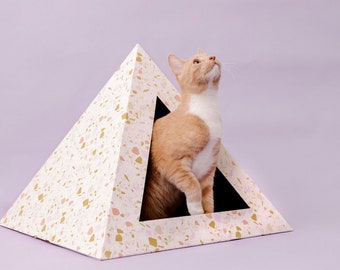 Kitty Kardboard | Modern Pet House | Stylish Cat Bed | Eco-Friendly Cat Teepee | Purrfect Gift for Cats and Cat Lovers | Terrazzo