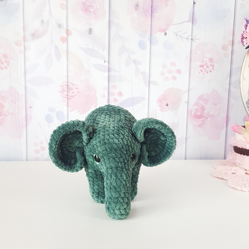 Elephant Stuffed Toy Plush Green Elephant Custom Plushie Etsy