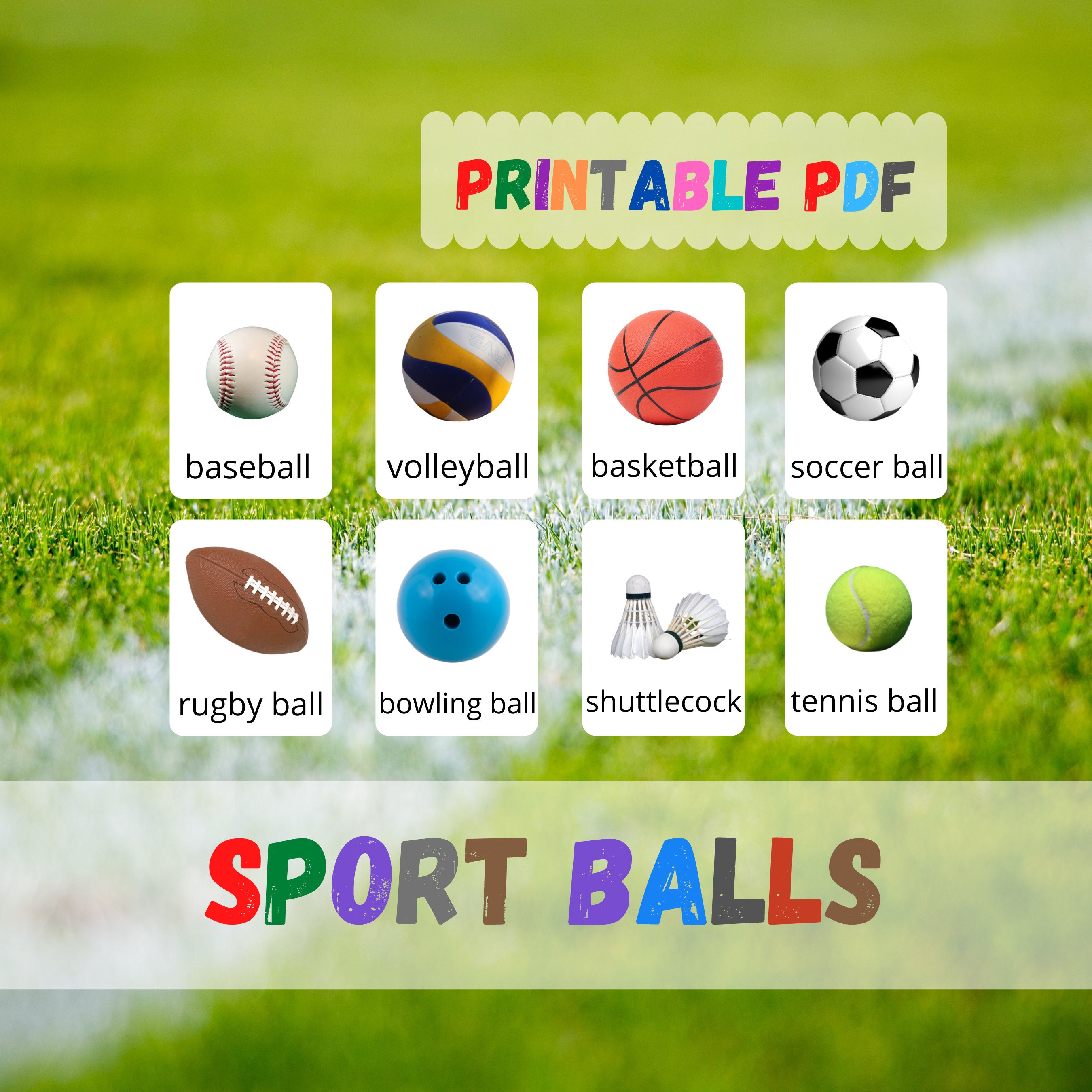 SPORT BALLS Flash Cards Kids Activity Homeschool Montessori Etsy