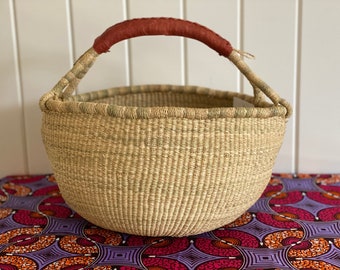 African Market Basket, Bolga Basket, Shopper Basket, Woven Storage Basket