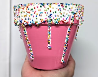 Sprinkle Planter, Ice Cream Pot,Cake Planter, Rainbow Sprinkle Pot, Ice Cream Planter, Cute 4 Inch Pot, Adorable Plant Pot,Fun Succulent Pot