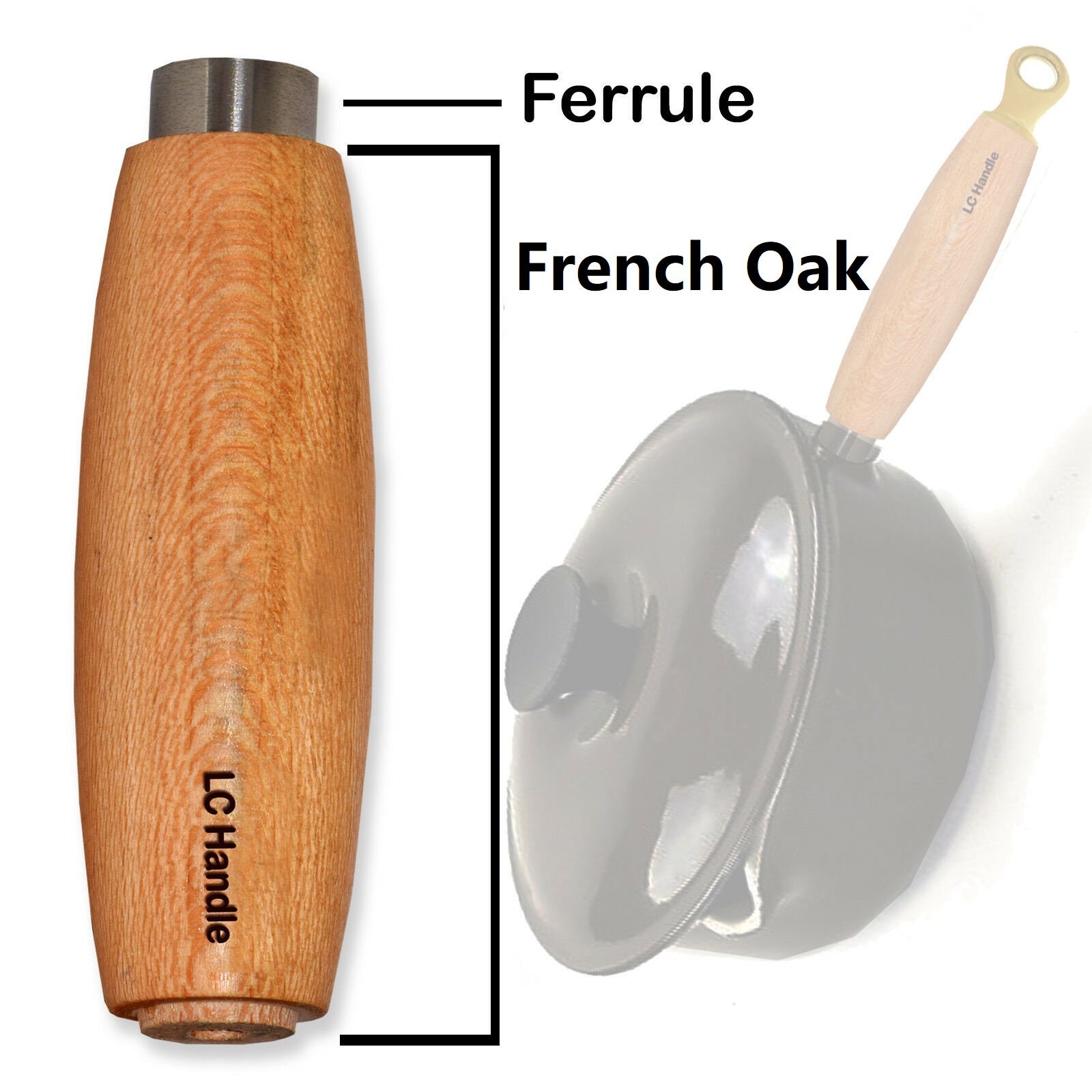 Le Creuset Pan Replacement Sturdy Wooden Handle with Stainless Etsy