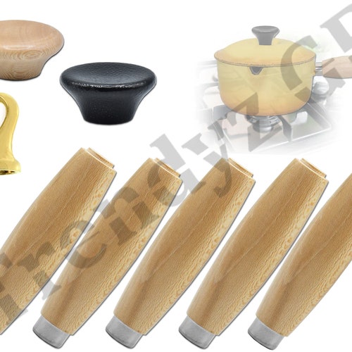 Le Creuset Pan Replacement Sturdy Wooden Handle With Stainless Etsy