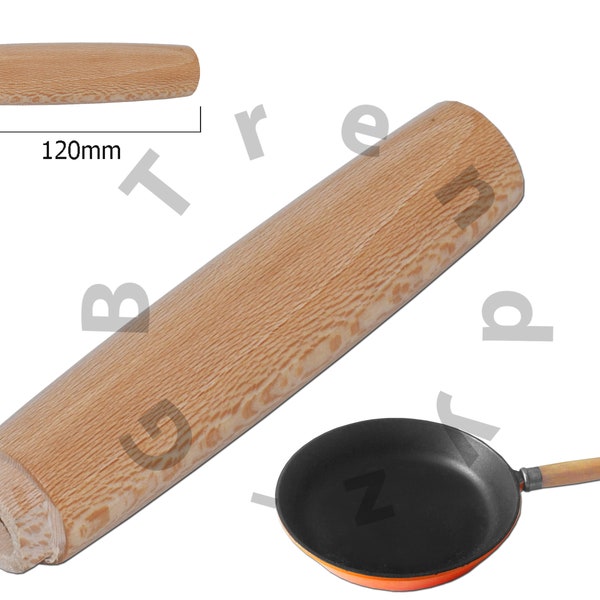 Vervanging houten handvat voor Le Creuset 25cm stijl koekenpan gietijzer - handgemaakt - alleen handvat
