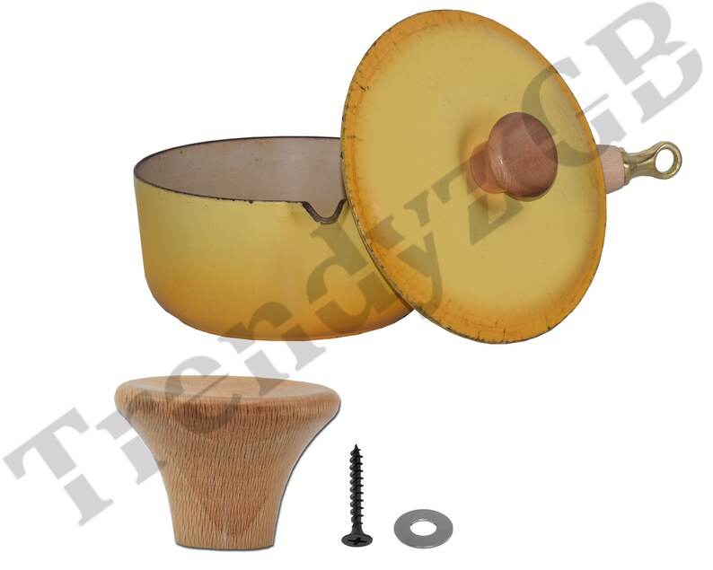 Le Creuset Pan Replacement Sturdy Wooden Handle With Stainless Etsy