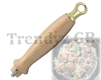 Le Creuset Replacement Wooden Handle for Frying Pan with choice of stainless steel Inner rod and Hanging Hook